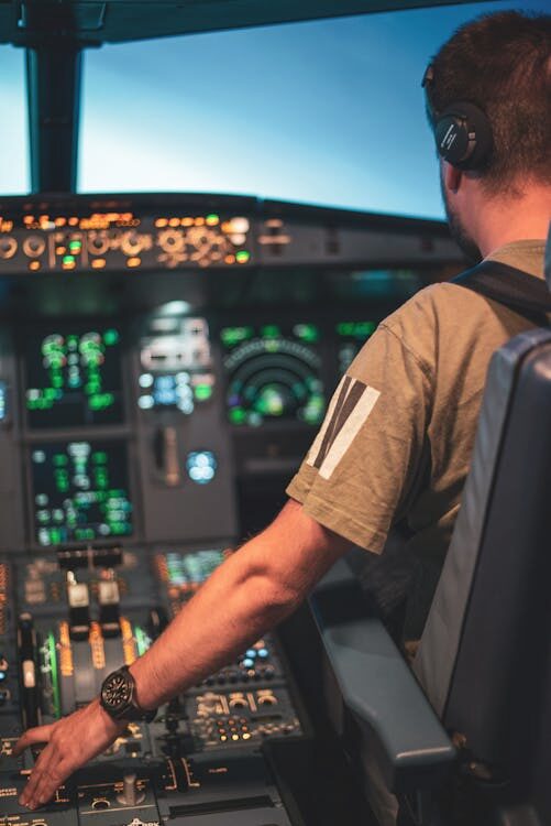Close-up of Airbus A320 cockpit 