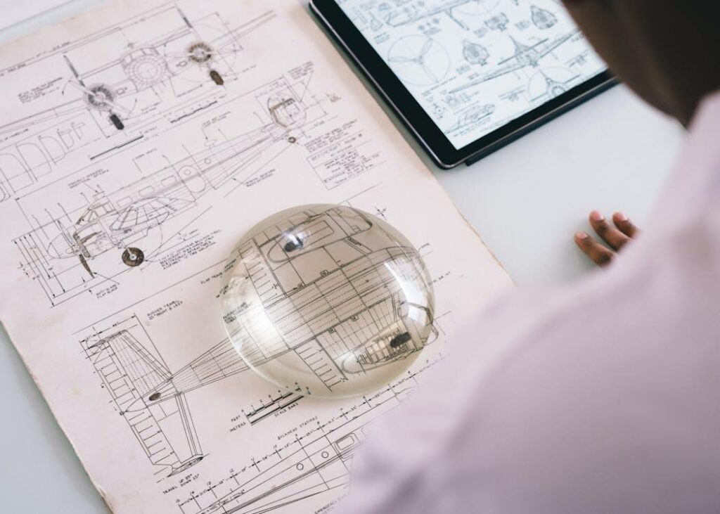 Student studying drone certification materials with aviation diagrams