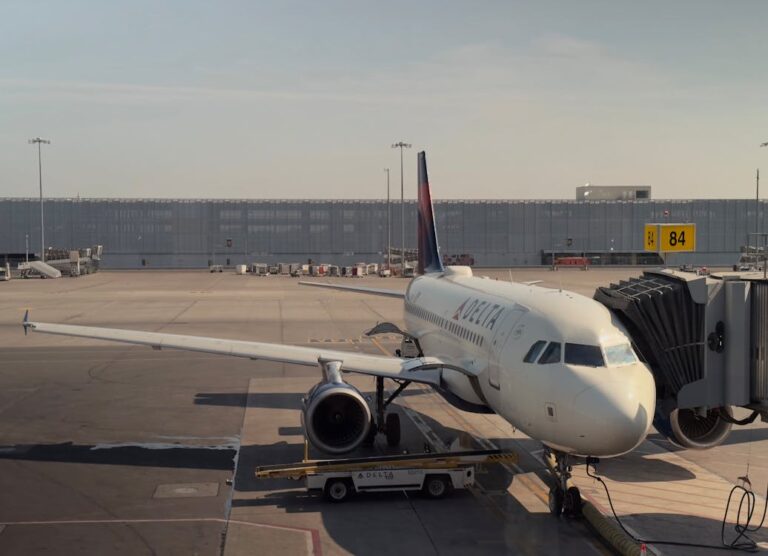 Aircraft parked near airport